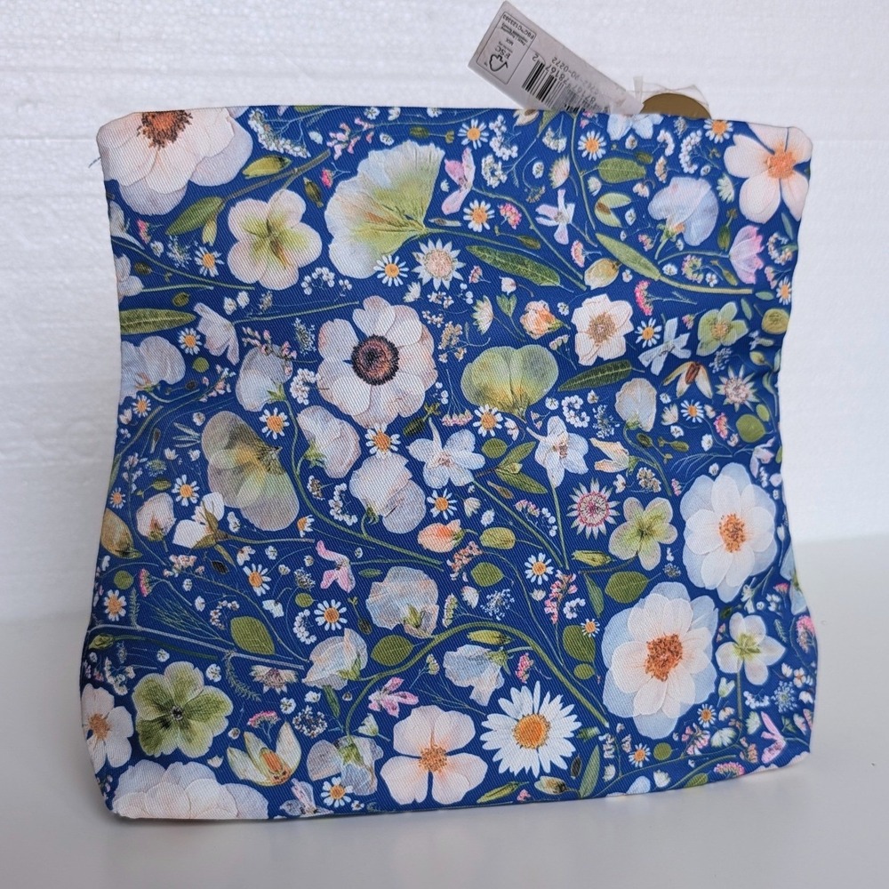 Estee Lauder Floral Makeup Bag Blue Botanical‎ Daisy Cosmetic Travel Pouch NWT